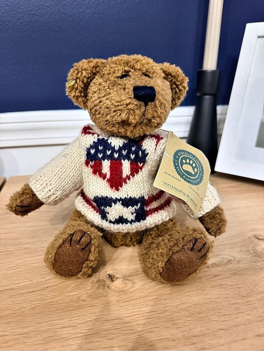 Boyds Bears & Friends Stevenson Q. Beartait Teddy Bear Sweater NWT Brown & Cream